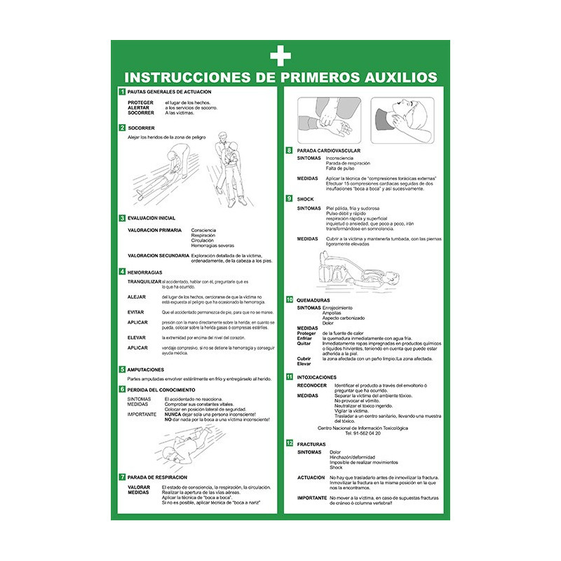 Señal "INSTRUCCIONES PRIMEROS AUXILIOS"