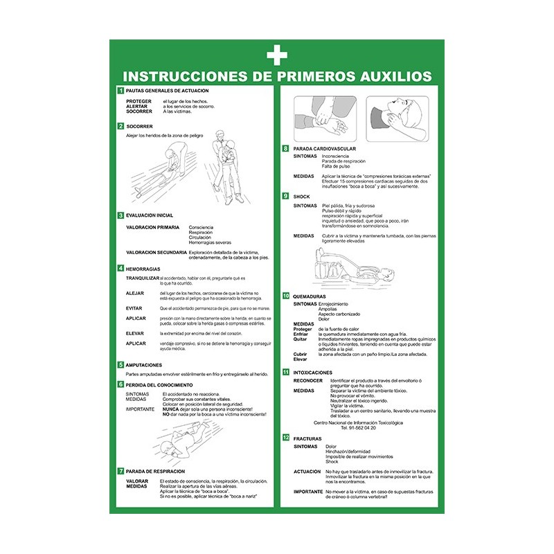 Señal "INSTRUCCIONES PRIMEROS AUXILIOS"