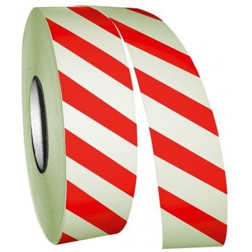 Cinta adhesiva fotoluminiscente Franjas Rojas 50 mm x 12.5 m 05-1016