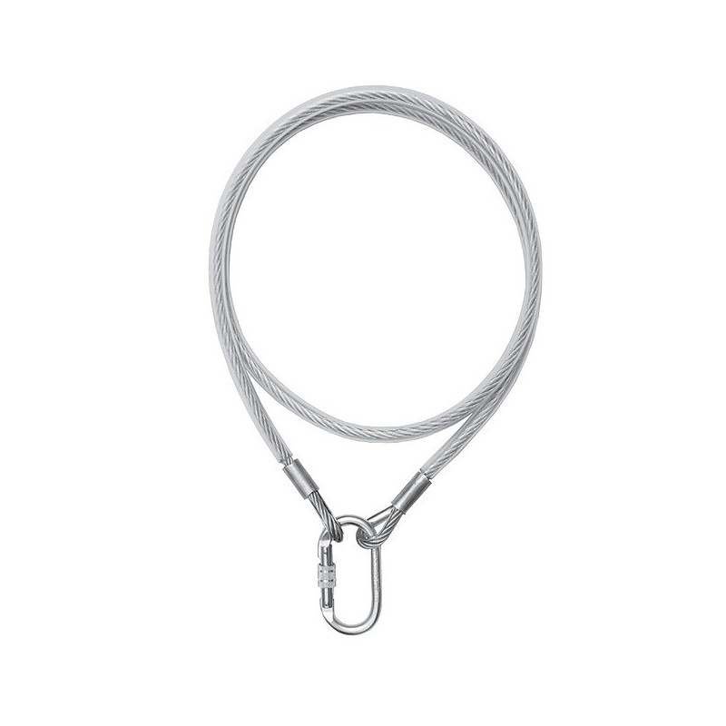 Cable conector de acero de 8mm protegido por una funda de polietileno, con extremos abiertos y mosquetón 80293