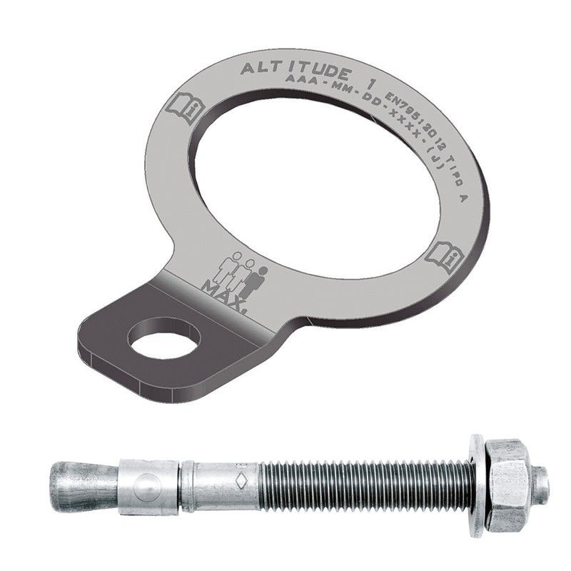 Punto de anclaje inox permanente para uso vertical u horizontal con rosca M10 80145