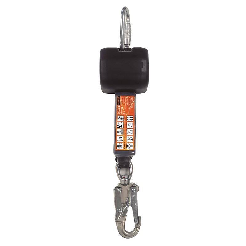 Roller retráctil cinta 2m 100Kg absorbedor + mosquetones 80330