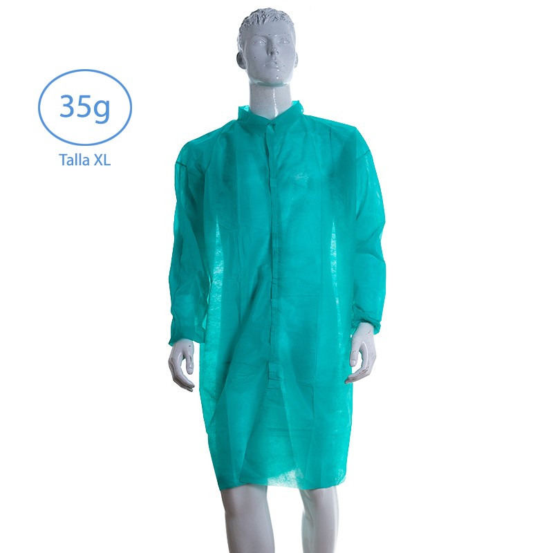 Bata Polipropileno Verde XL 35g con cierre de velcro (100 uds.)