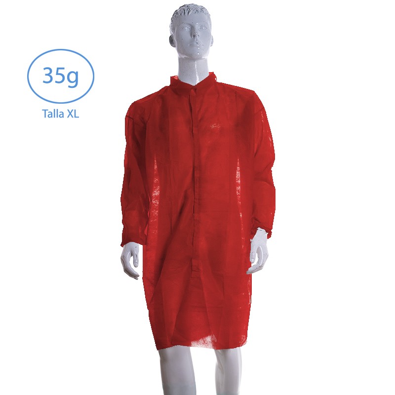 Bata Polipropileno Roja XL 35g con cierre de velcro (100 uds.)
