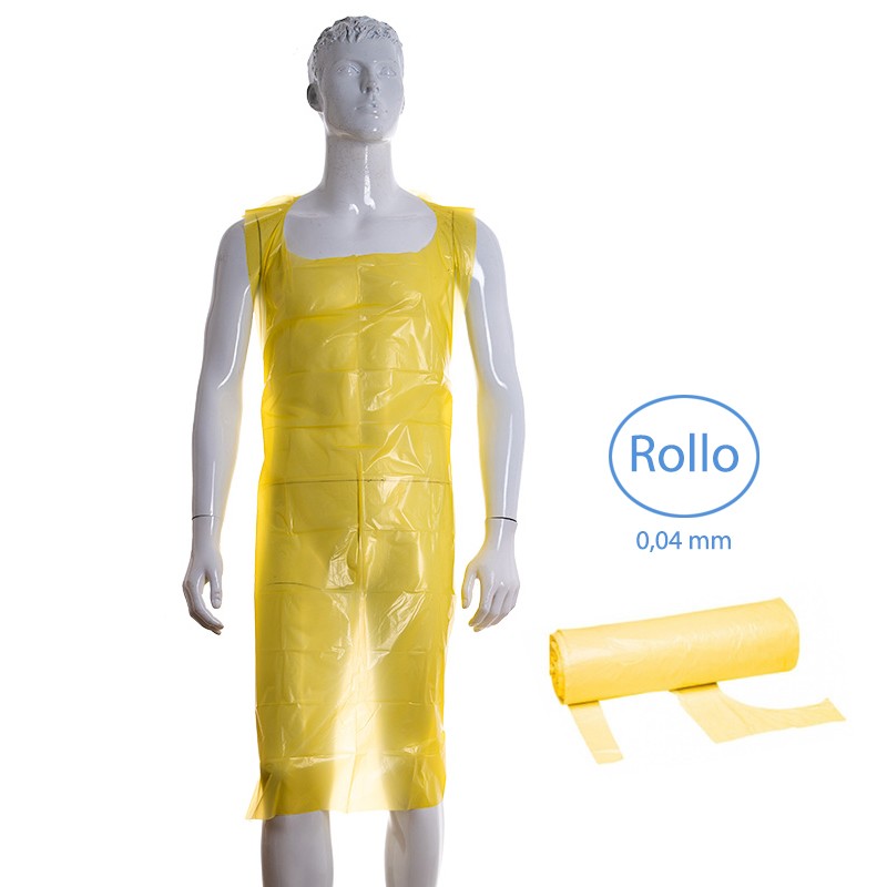 Delantal Polietileno Amarillo LDPE Virgen 0,04mm en ROLLO (500 uds.)