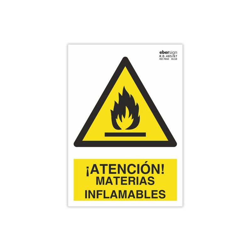 Señal "¡ATENCIÓN! MATERIAS INFLAMABLES"