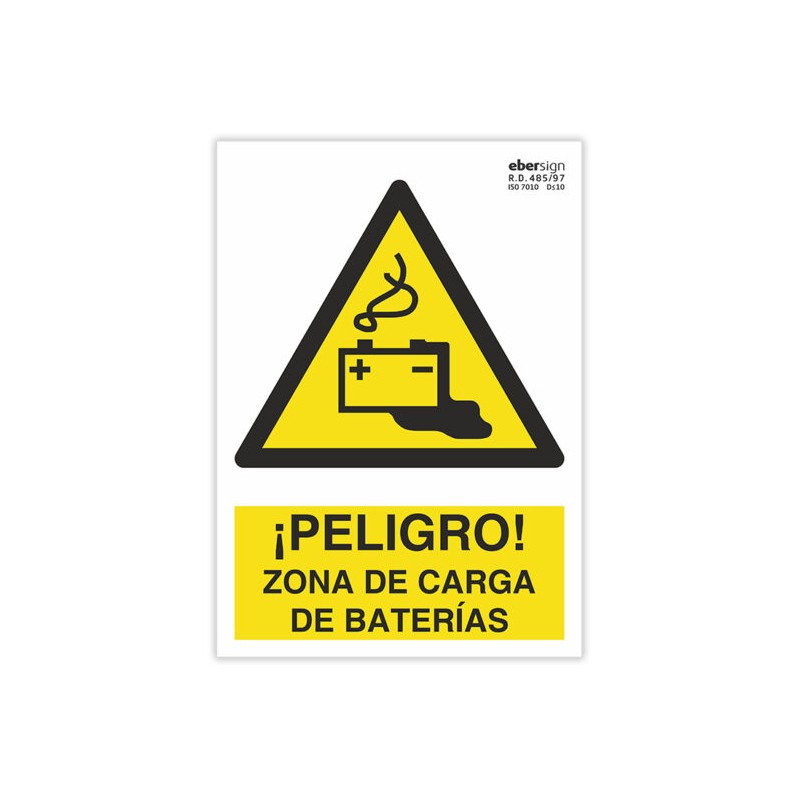 Señal "¡PELIGRO! ZONA DE CARGA DE BATERÍAS"